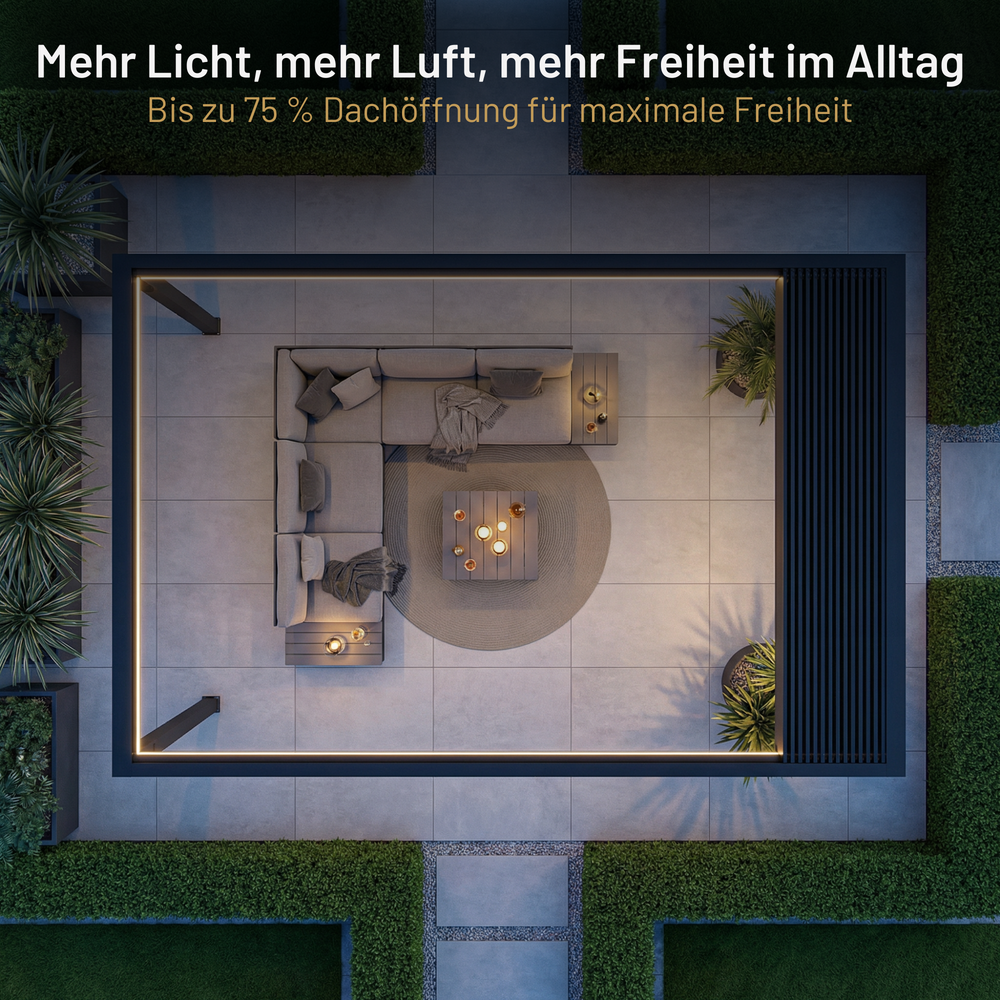 SkyInfinity Pergola mit aufschiebbarem Lamellendach