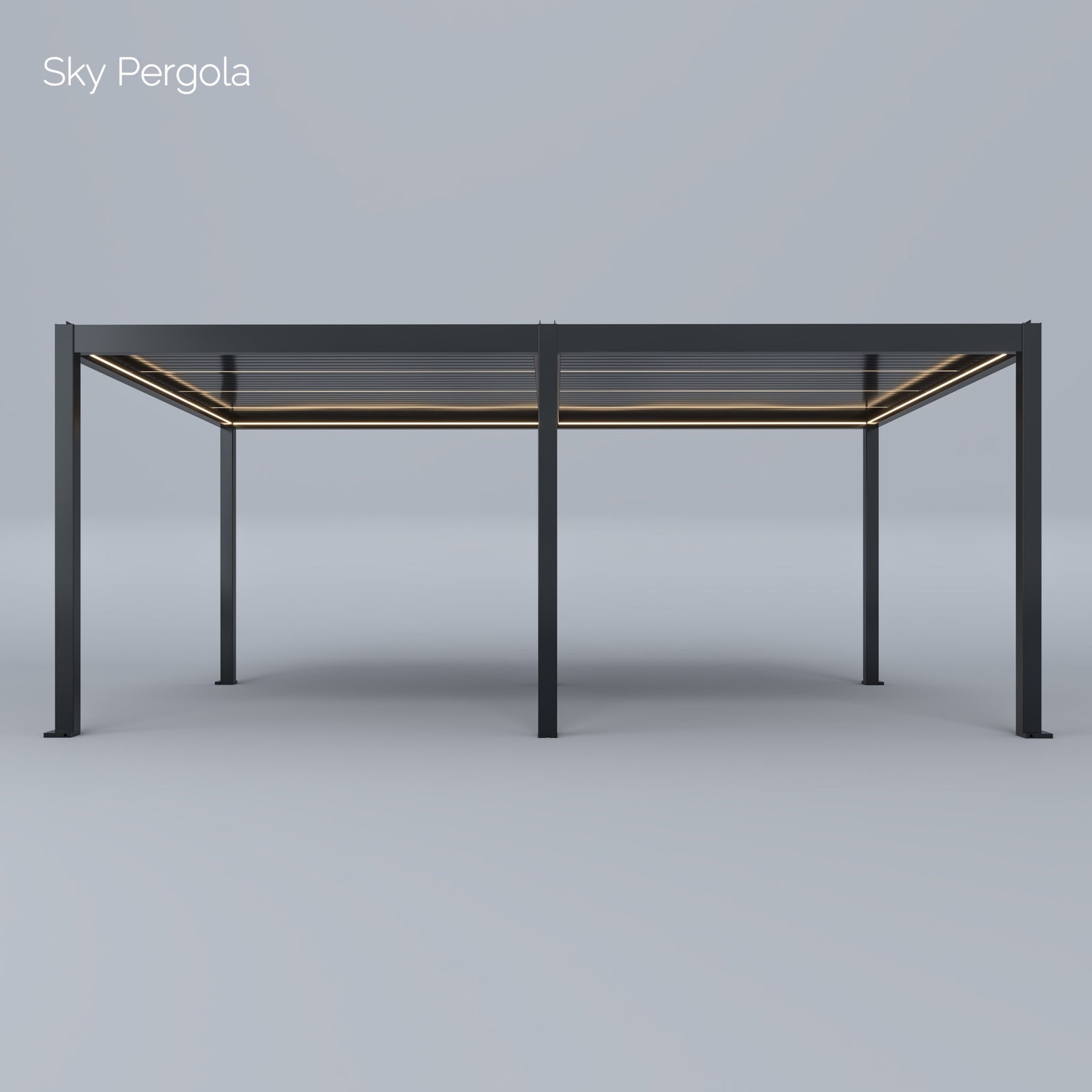Modello da esposizione: SkyMotion LED Pergola in alluminio 4m x 5m motorizzata (LED solo nel telaio)