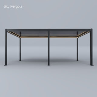Modèle d’exposition : pergola en aluminium SkyMotion LED 4m x 5m motorisée (LED uniquement dans le cadre)